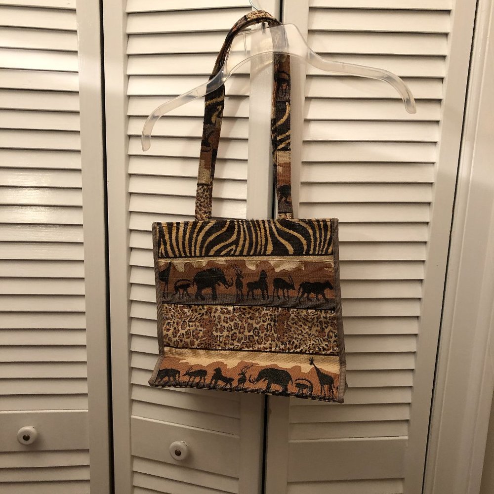African jute and fabric shoulder bag, one main com